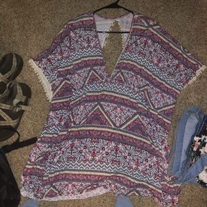 V Neck Patterned Dress